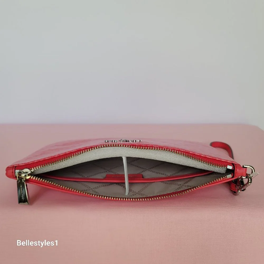 MICHAEL KORS Signature Logo Jet Set Large Top Zip Pouch/Wristlet- Geranium ⭐ - Picture 11 of 16